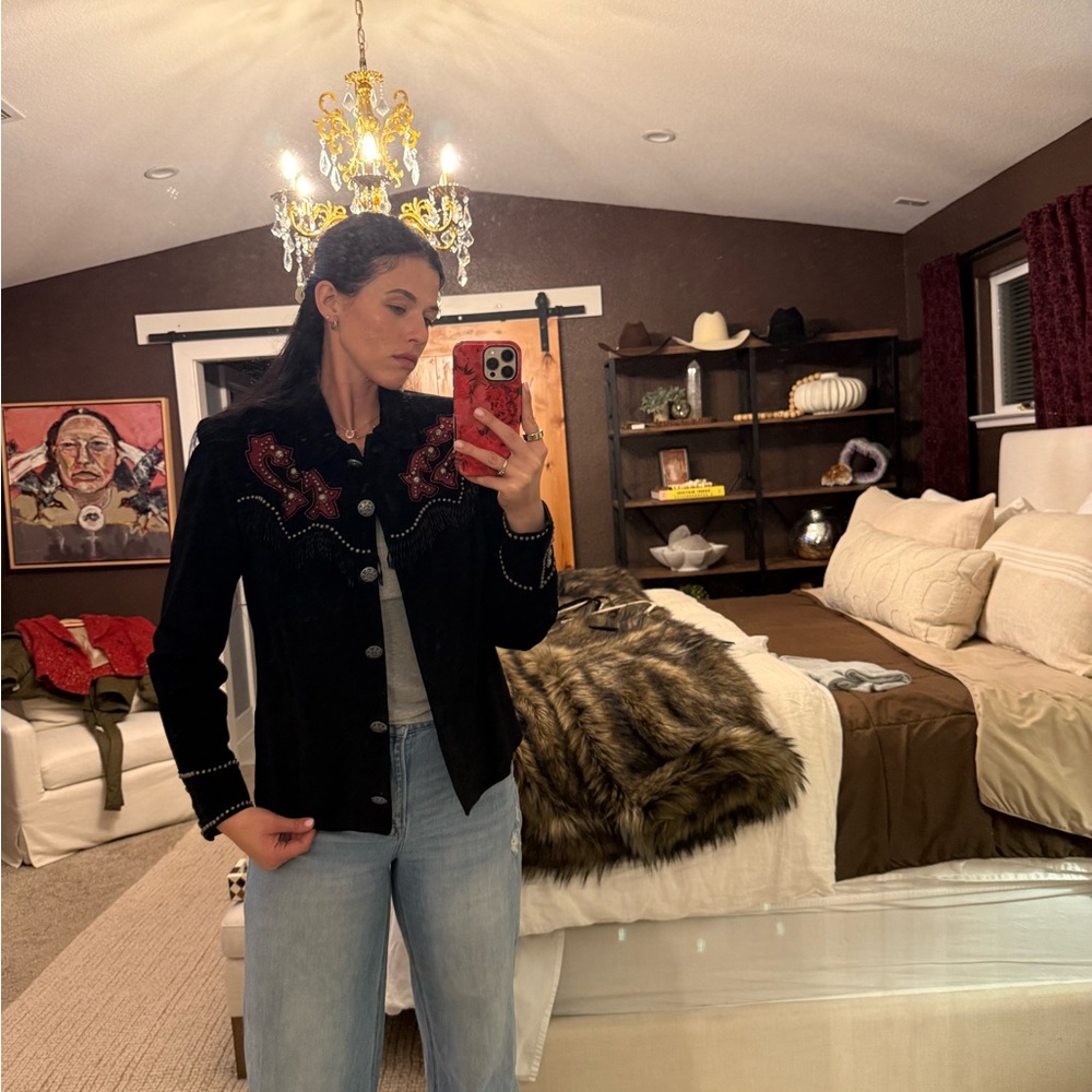 Double D Ranch Black and Red Embroidered Blazer